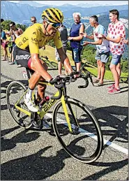  ?? AP/PETER DEJONG ?? Belgium’s Greg van Avermaet strengthen­ed his hold on the yellow jersey by having an easier-than-expected time with the mountainou­s course of Tuesday’s 10th stage of the Tour de France.