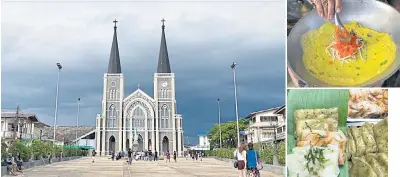  ??  ?? Behind the Cathedral of the Immaculate Conception is a Christian community called Chumchon Lang Wat, where you can visit Talat Nueng Roi Pi or the century-old market. It is a place where you can find local food and snacks like khaokriabb stuffed with...