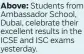  ?? ?? Above: Students from Ambassador School, Dubai, celebrate their excellent results in the ICSE and ISC exams yesterday.