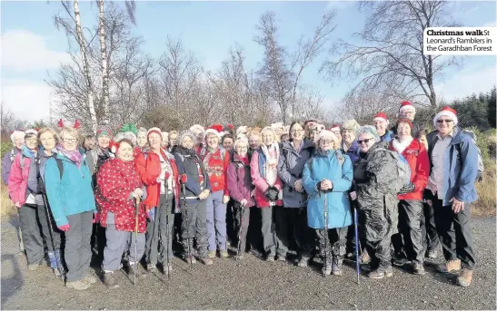  ??  ?? Christmas walkSt Leonard’s Ramblers in the Garadhban Forest