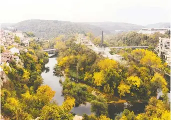  ??  ?? Veliko Tarnovo, the country’s former capital city, is built above a sharp bend in the Yantra River. Most locals just call it Tarnovo, as Veliko, which means “great,” was added to the city’s name in 1965.