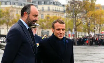  ??  ?? Tandem. Emmanuel Macron et Edouard Philippe aux cérémonies du 11 Novembre, à Paris.
