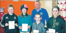  ??  ?? Below, far left, Aisling Duncan, Katherine MacDonald, Ruby McDougall and Lauren Robinson with Rotarian Dave Waltho.