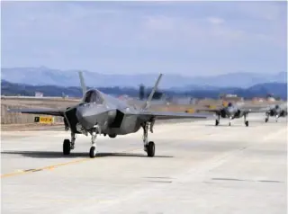  ?? AP PHOTO ?? JOINT DRILL
South Korean Air Force F-35A fighter jets prepare to take off from a South Korean Air Force Base in Cheongju, South Korea, on Friday, Feb. 23, 2024.