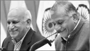  ?? PTI ?? Ministers of State (External Affairs) V K Singh and M J Akbar at a press meet in New Delhi on Wednesday.