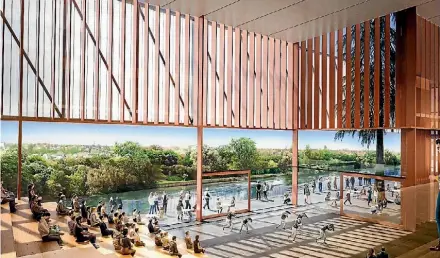  ??  ?? An artist’s impression of what the interior spaces of the new Waikato Regional Theatre building could look like and how they would connect to the Waikato River.