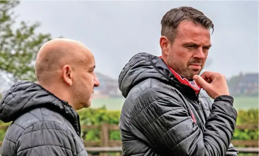  ?? ?? Rossendale FC manager Ray Davis, left, with assistant Paul Stannard