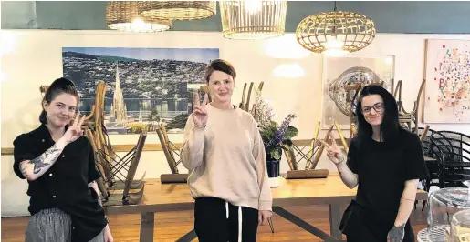  ?? PHOTO: SUPPLIED ?? See you on the other side . . . The Perc Central chef Brittany Kingsland (left), owner Sarah Hussey and barista Maddy Clark after they closed the doors of the Dunedin cafe.