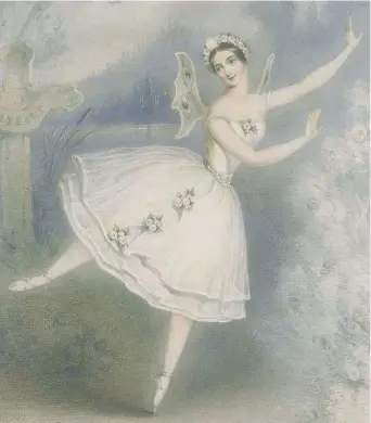  ?? WIKIPEDIA CC ?? Lithograph­ie tirée du livre
The Romantic Ballet in Paris d’Ivor Guest, représenta­nt la ballerine Carlotta Grisi dans Giselle, Paris, 1841