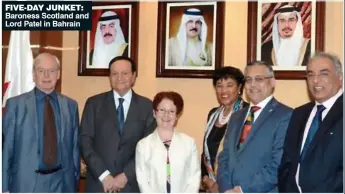  ??  ?? FIVE-DAY JUNKET: Baroness Scotland and Lord Patel in Bahrain