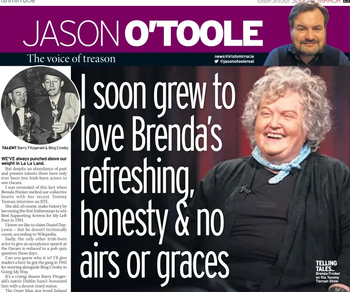  ??  ?? TELLING TALES.. Brenda Fricker on the Tommy Tiernan Show