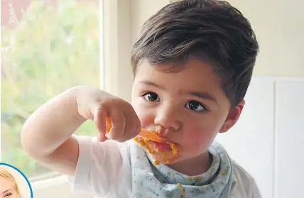  ??  ?? Child health expert Julie Bhosale’s son, Sahan, 20 months, tucks into one of her meals.