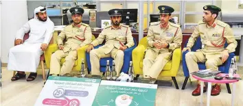  ?? Courtesy: Dubai Police ?? Maj Gen Abdullah Khalifa Al Merri, Maj Gen Mohammad Saif Al Zafein and other officials during a press conference held to reveal details of the discounts on traffic fines, in Dubai yesterday.