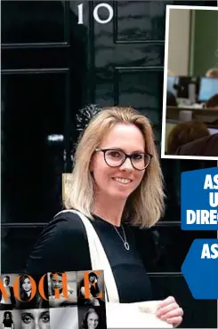  ?? ?? LAUDED: Tessa Clarke as MD of Wonga, top, in Downing Street as OLIO boss and, left, in Vogue