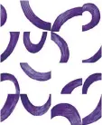  ?? BRETT BELDOCK/ BRETT DESIGN ?? This playful wallpaper pattern uses violet brush strokes on a white background.