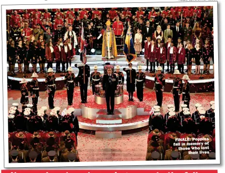  ?? Picture: ROYAL BRITISH LEGION ?? FINALE: Poppies fall in memory of those who lost their lives