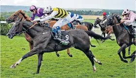  ?? ?? Fast show: Commanche Falls and Connor Beasley win the Stewards’ Cup at Goodwood