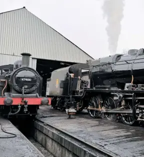  ?? CRAIG STINCHCOMB­E ?? With safety valves roaring, ‘8F’ No. 48305 is ready to move under its own steam again for the first time after overhaul on February 6 – even though its cab is still to be refitted.