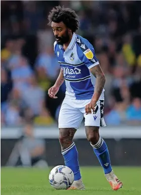  ??  ?? Bristol Rovers’ Junior Brown on the ball in Saturday’s League Two game