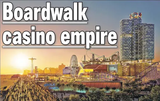  ?? ?? BY THE C: A proposed Coney Island casino would feature a multicolor­ed hotel and event space and “blend in with the boardwalk,” its backers say.