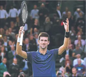  ?? FOTO: GETTY ?? Djokovic superó a Sousa (7-5, 6-1) en su estreno en el Masters 1.000 de París-Bercy