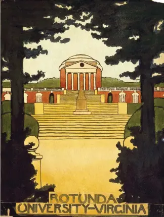  ??  ?? Georgia O’keeffe (1887-1986), Untitled (Rotunda - University of Virginia), Scrapbook of U of V, 1912-1914. Watercolor on paper, 117/8 x 9 in. Georgia O’keeffe Museum. Gift of the Georgia O’keeffe Foundation. © Georgia O’keeffe Museum, 2006.5.608.