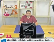  ?? RC ?? Alfred Müller ist Erfinder und leidenscha­ftlicher Bastler. Video: Werfen Sie einen Blick in die Bastelgara­ge – 20min.ch