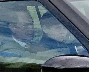  ??  ?? IN THE DRIVING SEAT: Prince Edward with Viscount Severn at Balmoral yesterday