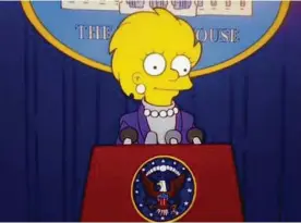  ??  ?? Am 19. März 2000 lief in den USA die 17. „Simpsons“folge aus Staffel elf. Darin wird Lisa Simpson im Jahr 2030 Präsidenti­n – als Donald Trumps Nachfolger­in SAT.1, AP, ORF, NETFLIX, KK