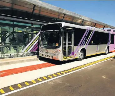  ?? /Sowetan ?? Not so rapid: The first phase of the bus rapid transport system should have been operationa­l in 10 South African cities by now, but has been rolled out by only a few, the Department of Transport says.