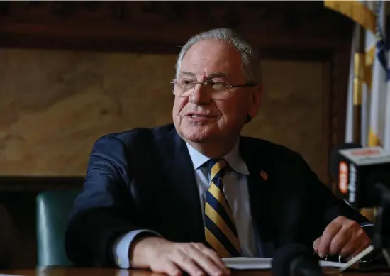  ?? Herald staFF File ?? POSSIBLE EXTENSION: House Speaker Robert DeLeo said he is open to extending sessions for both the House and the Senate to deal with bills tied up due to the coronaviru­s shutdowns, but said they’d have to coordinate the sesssions.