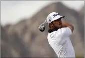  ?? MARCIO JOSE SANCHEZ — THE ASSOCIATED PRESS ?? Max Homa hits from the first tee during the third round of The American Express on the Pete Dye Stadium Course at PGA West on Saturday in La Quinta.