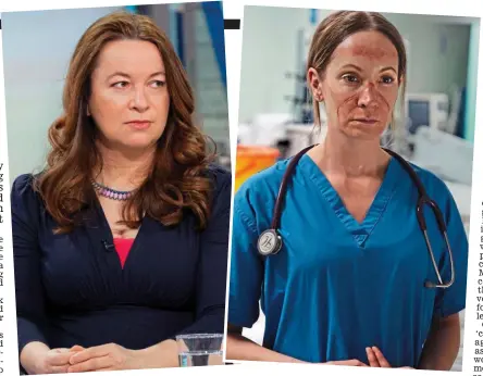  ?? ?? Fact or fiction? Dr Rachel Clarke, far left, and Joanne Froggatt in the ITV drama