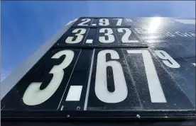  ?? BEN HASTY — MEDIANEWS GROUP ?? Gas prices on Tuesday morning at the Turkey Hill store on Main Street in Kutztown. Prices have gone up mainly on the easing of COVID restrictio­ns, increased economic activity and more travel, analysts say.