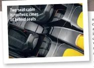  ??  ?? Two-seat cabin is roofless; cases fit behind seats