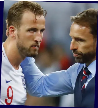 ??  ?? End of the world: Harry Kane and Gareth Southgate after last night’s defeat