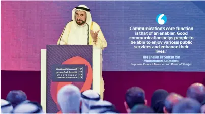  ?? Photos by M. Sajjad, Wam ?? A CALL FOR PARTICIPAT­ORY DIALOGUE: Sheikh Sultan opens the Internatio­nal Government Communicat­ion Forum in Sharjah on Wednesday. The forum will conclude today. —