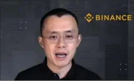  ?? THE ASSOCIATED PRESS ?? Binance CEO Changpeng Zhao answers a question during a Zoom interview with the Associated Press on Nov. 16, 2021.