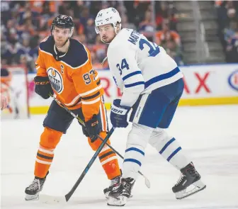  ?? SHAUGHN BUTTS/ FILES ?? Edmonton Oilers captain Connor McDavid and Toronto Maple Leafs sniper Auston Matthews will play more games against each other this season than they did over the last four years combined.