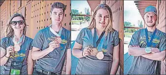  ?? 46#.*55&% ?? Four Nova Scotia Community College prize winners from the Valley were Diana Davidson, left, landscape gardening; Calum Macrae, landscape gardening; Ashley Waye, hairstylin­g; and Brandon Mccarthy, CNC machining.