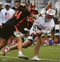  ?? Erik Trautmann / Hearst Connecticu­t Media ?? Fairfield Prep’s Marco Firmender during the Class L championsh­ip game against Ridgefield in 2021.