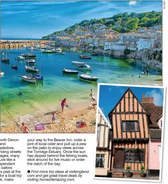  ??  ?? GLITTERING: Mousehole harbour and Lavenham’s Crooked House gallery, right plenty of stylish boutiques to explore. Drop into the village perfumery, shop for unusual gifts from The Cuckoo Flower boutique, or browse antiques at J & J Baker.