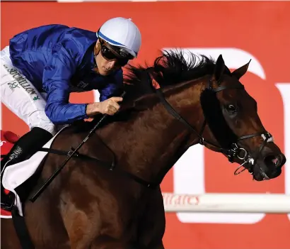  ?? Picture: Dubai Racing Club ?? IMPRESSIVE: Thunder Snow, ridden by Christophe Soumillon, scores a runaway victory in Saturday's $10-million Dubai World Cup at Meydan Racecourse.