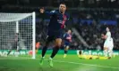  ?? Images ?? Kylian Mbappé celebrates scoring his team’s second goal. Photograph: Álex Caparrós/Getty