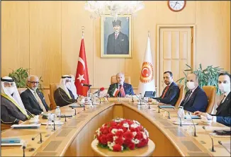  ?? KUNA photo ?? Kuwaiti FM
Sheikh Dr Ahmad Nasser during his meeting with the Turkish Parliament Speaker.