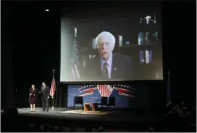  ?? JOHN LOCHER- ASSOCIATED PRESS ?? Democratic presidenti­al candidate Sen. Bernie Sanders, I-Vt., speaks via teleconfer­ence to the LULAC Presidenti­al Town Hall, Thursday in Las Vegas.