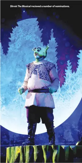  ??  ?? Shrek The Musical recieved a number of nomination­s.