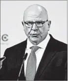  ??  ?? U.S. national security adviser H.R. McMaster, at left, and Russian Foreign Minister Sergey Lavrov differed at the Munich Security Conference on Saturday over recent indictment­s.