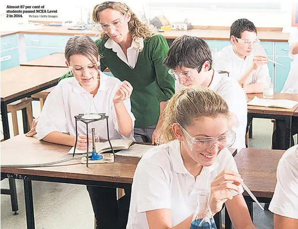  ?? Picture / Getty Images ?? Almost 87 per cent of students passed NCEA Level 2 in 2014.