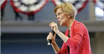  ?? STUART CAHILL / HERALD STAFF ?? LIKELY LEADERS: Sen. Elizabeth Warren, above speaking Saturday in New Hampshire, leads the list of 2020 Democratic primary candidates who’ve made their intentions clear. Former Vice President Joe Biden, below, would be among the favorites, but he’s yet to formally announce his intention to run.